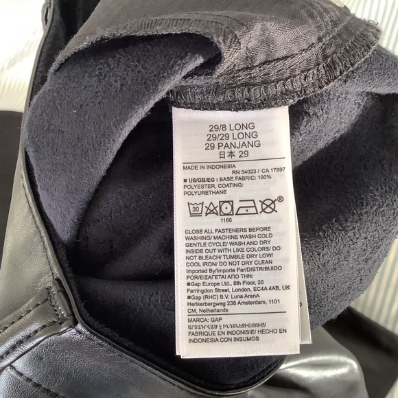 NWT GAP Womens Black Faux Leather Pants High-Rise Vintage Slim Size 29 - Picture 7 of 8